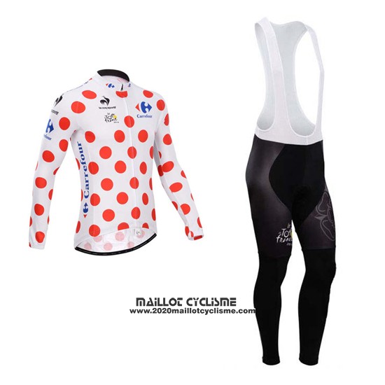 2014 Maillot Ciclismo Tour de France Blanc et Rouge Manches Longues et Cuissard